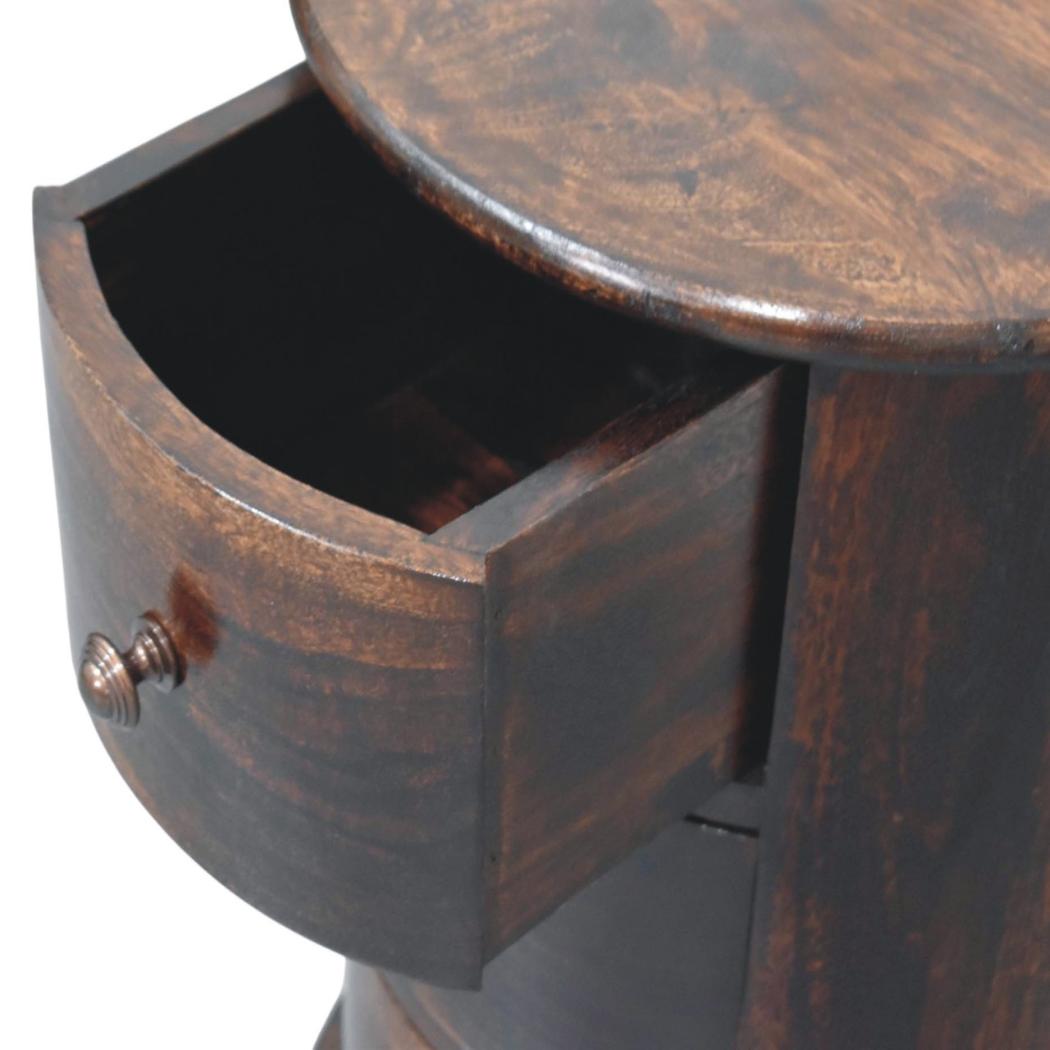 Monterey Drum Chest | Solid Mango Wood | Three Drawers | California Walnut Finish