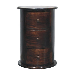Monterey Drum Chest | Solid Mango Wood | Three Drawers | California Walnut Finish