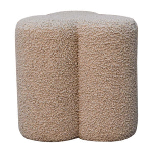Mud Bouclé Clover Footstool | Sculptural Upholstered Stool | Soft Textured Accent
