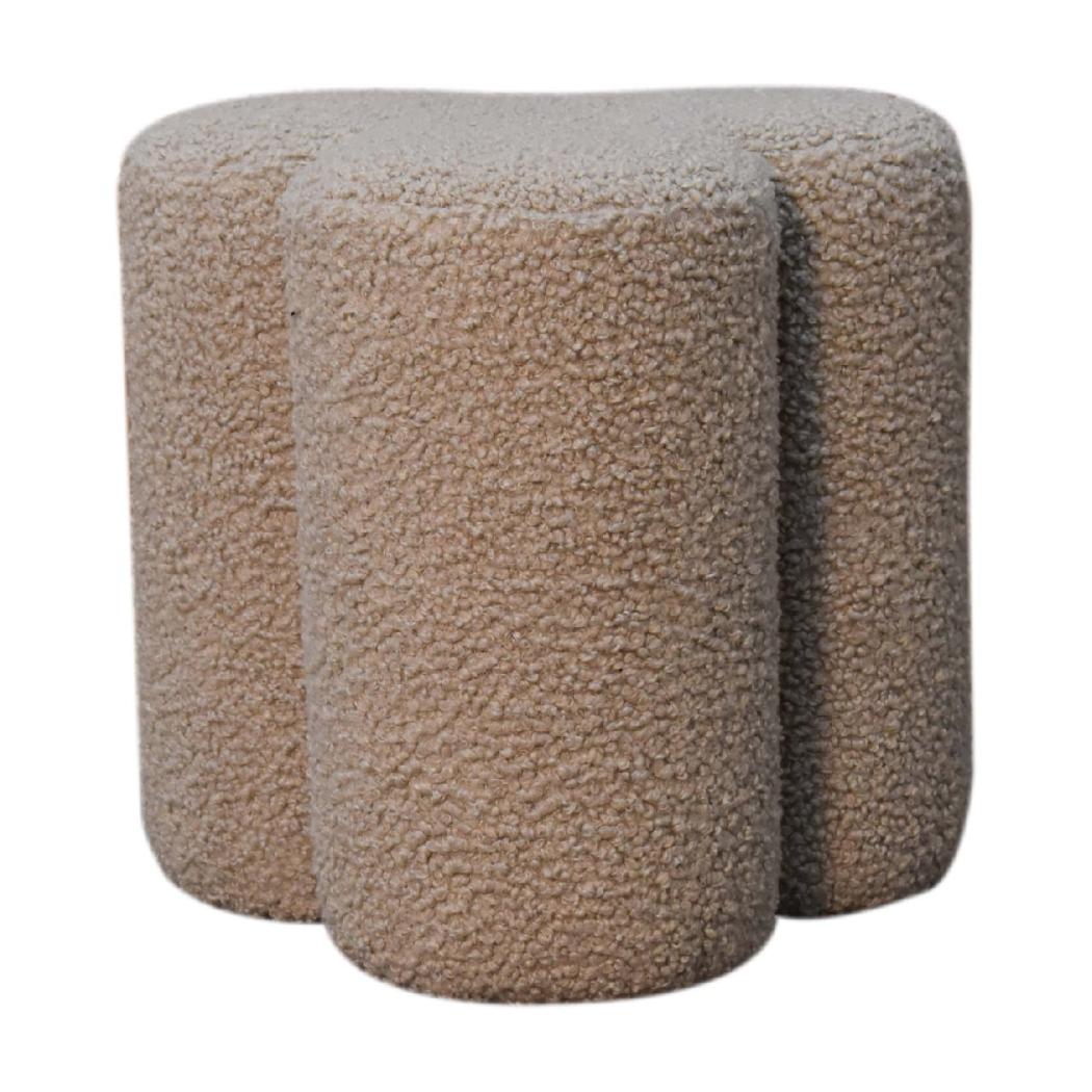 Mud Bouclé Clover Footstool | Sculptural Upholstered Stool | Soft Textured Accent