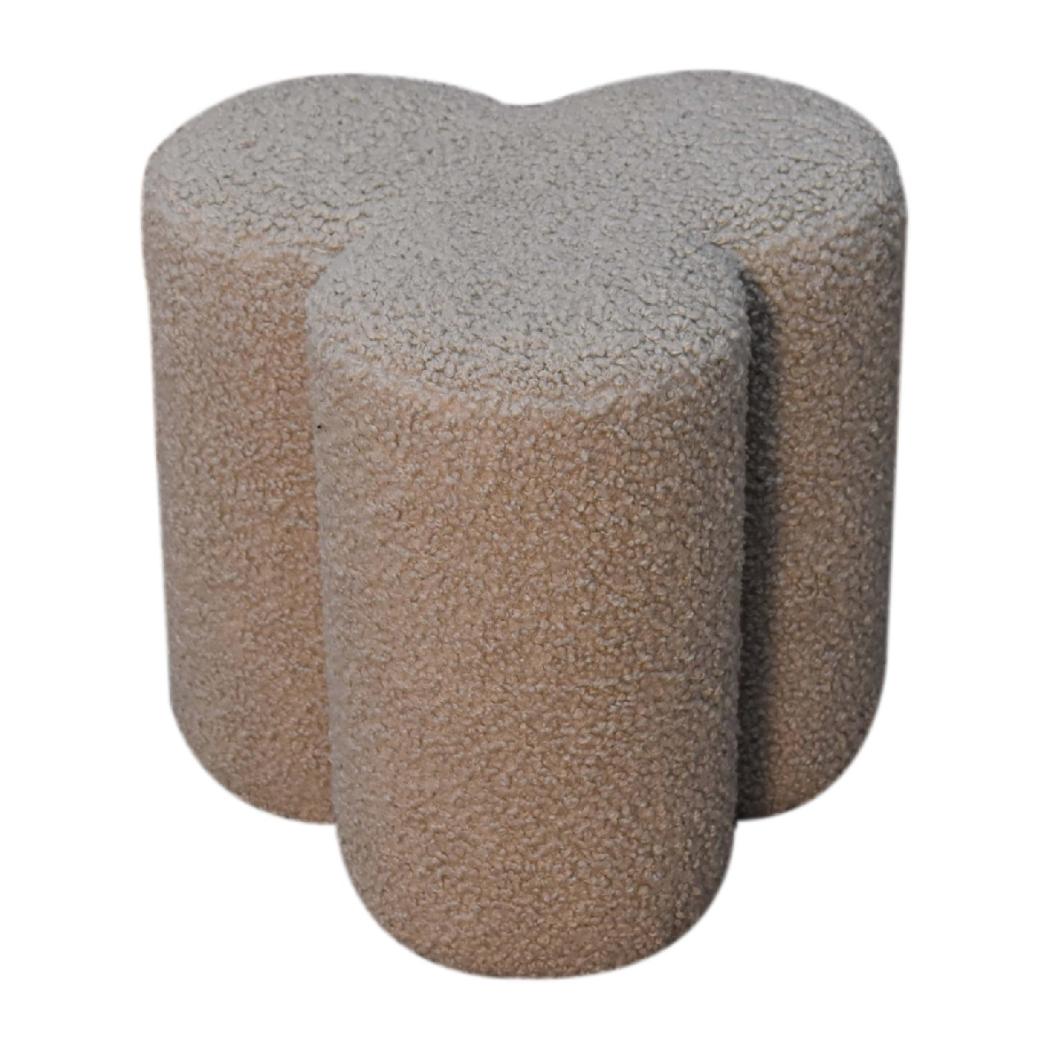Mud Bouclé Clover Footstool | Sculptural Upholstered Stool | Soft Textured Accent