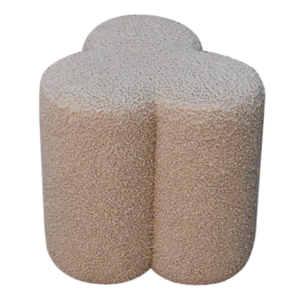 Mud Bouclé Clover Footstool | Sculptural Upholstered Stool | Soft Textured Accent