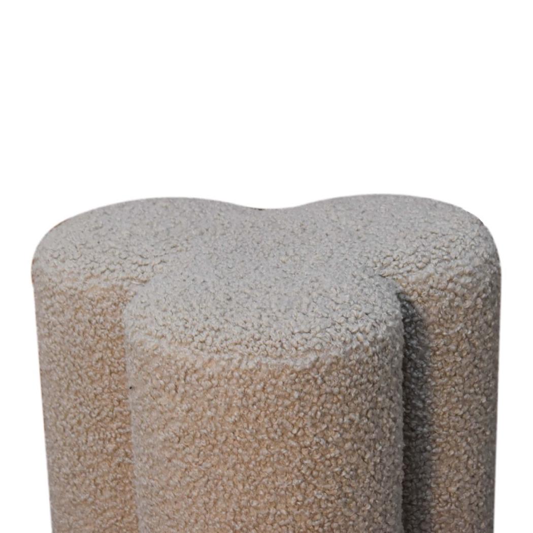 Mud Bouclé Clover Footstool | Sculptural Upholstered Stool | Soft Textured Accent