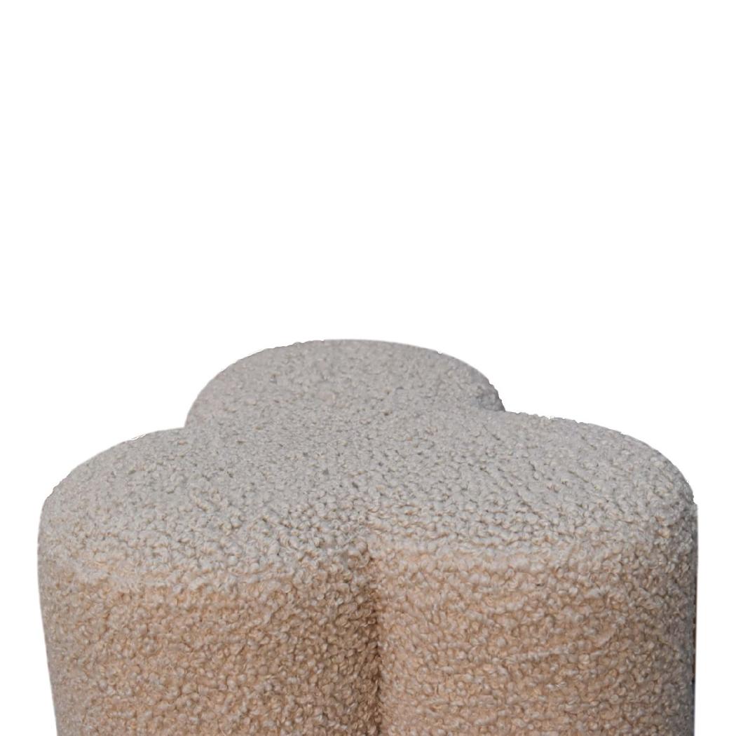Mud Bouclé Clover Footstool | Sculptural Upholstered Stool | Soft Textured Accent