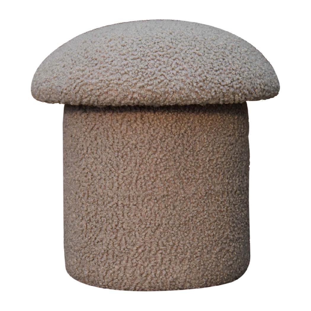Mud Bouclé Mushroom Footstool | Rounded Upholstered Stool | Earthy Accent Design