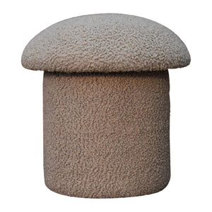 Mud Bouclé Mushroom Footstool | Rounded Upholstered Stool | Earthy Accent Design