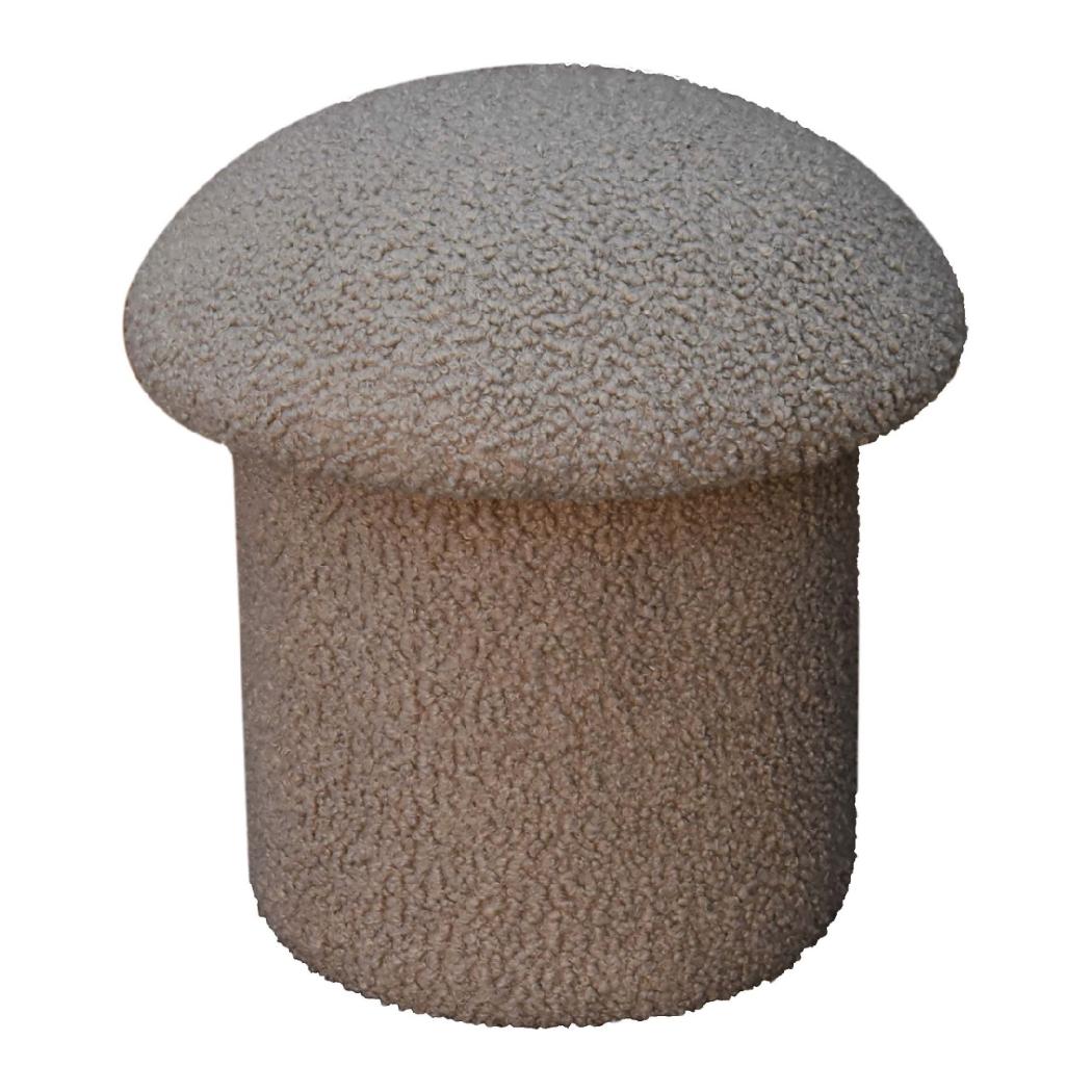 Mud Bouclé Mushroom Footstool | Rounded Upholstered Stool | Earthy Accent Design