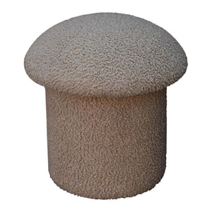 Mud Bouclé Mushroom Footstool | Rounded Upholstered Stool | Earthy Accent Design