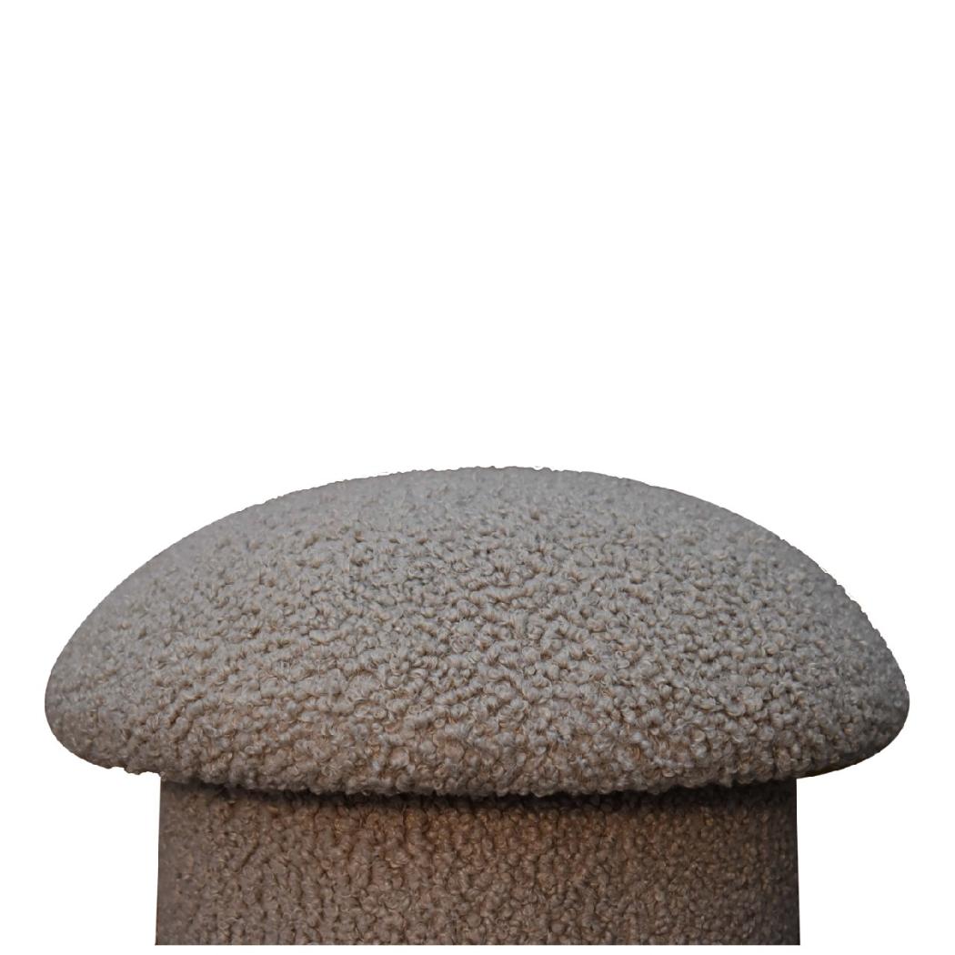 Mud Bouclé Mushroom Footstool | Rounded Upholstered Stool | Earthy Accent Design