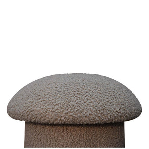 Mud Bouclé Mushroom Footstool | Rounded Upholstered Stool | Earthy Accent Design