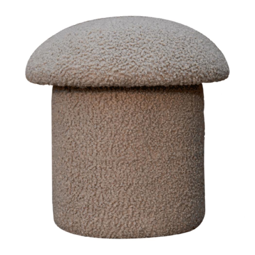 Mud Bouclé Mushroom Footstool | Rounded Upholstered Stool | Earthy Accent Design