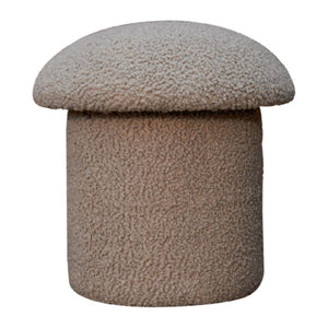Mud Bouclé Mushroom Footstool | Rounded Upholstered Stool | Earthy Accent Design