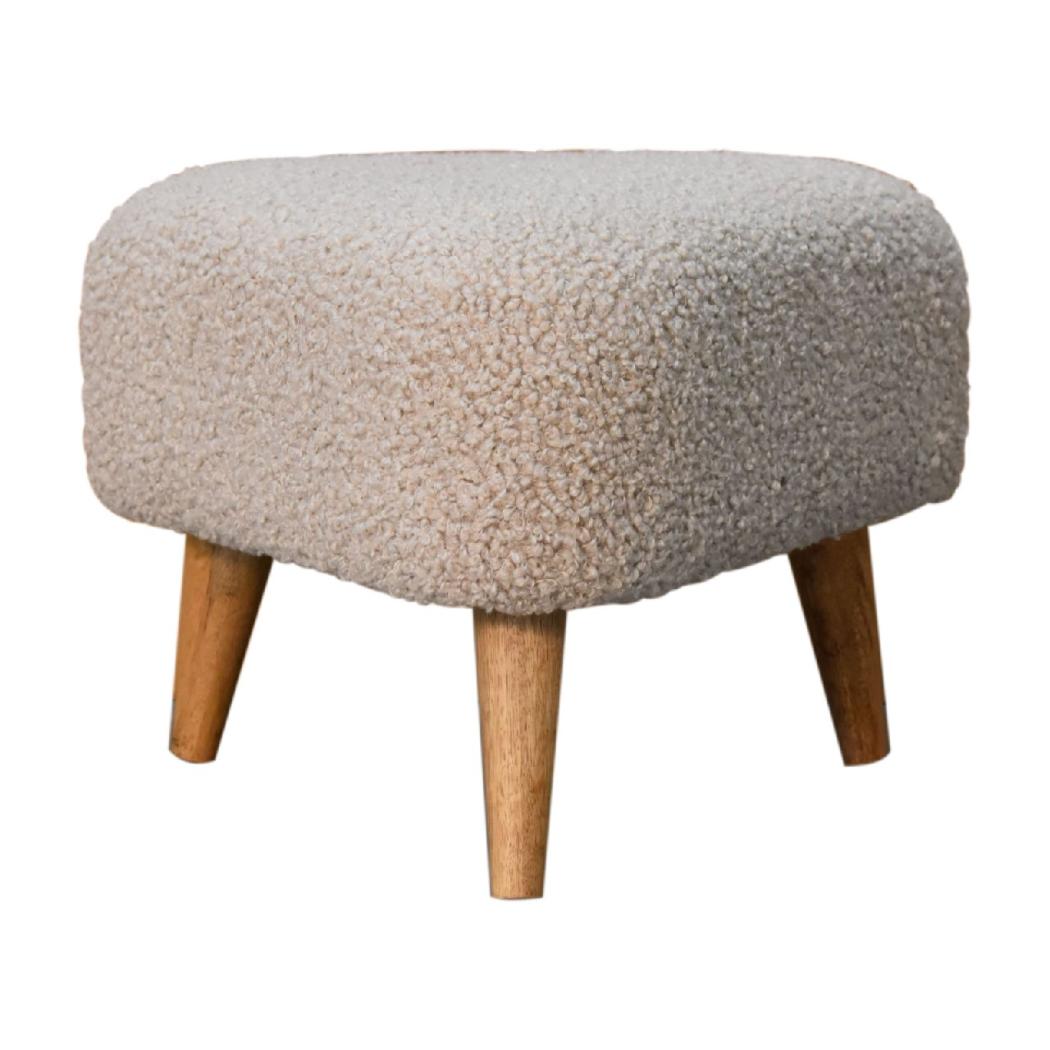 Mud Bouclé Triangle Footstool | Upholstered Accent Stool | Sculptural Shape