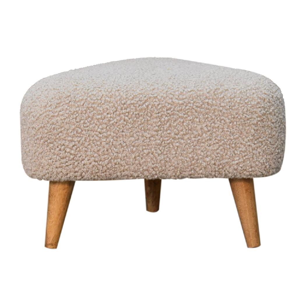Mud Bouclé Triangle Footstool | Upholstered Accent Stool | Sculptural Shape