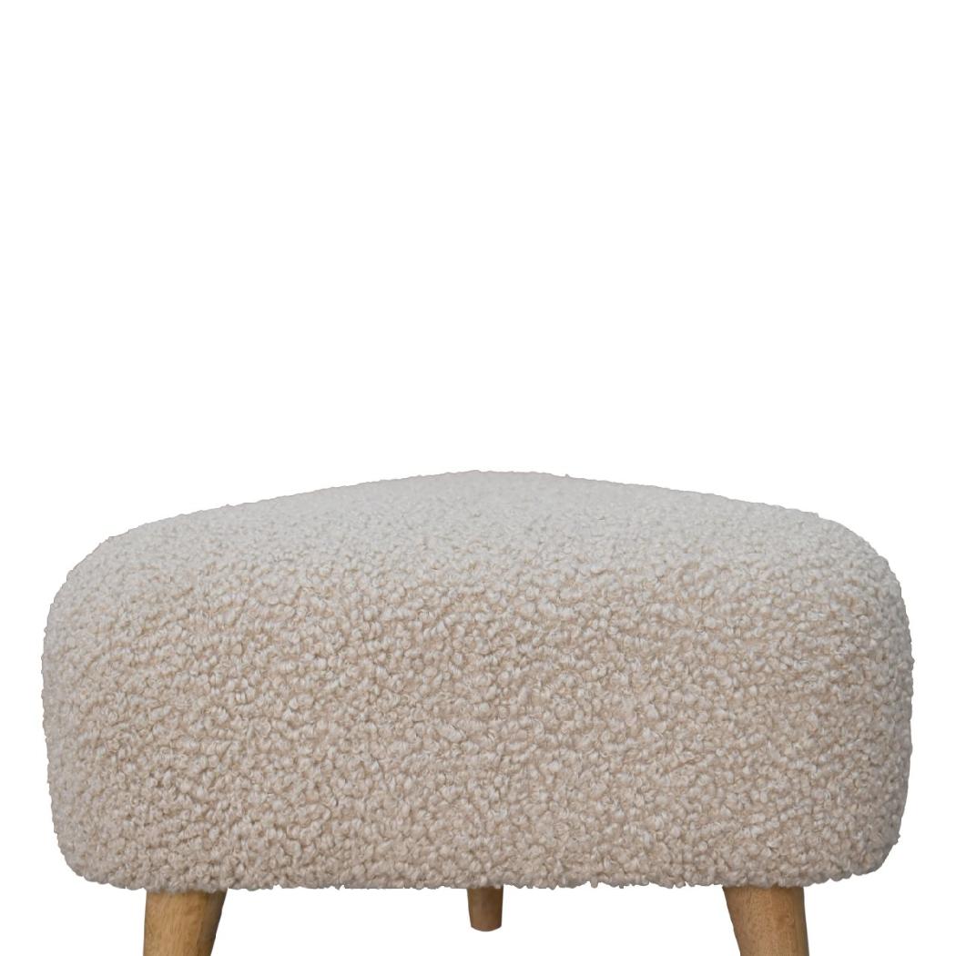 Mud Bouclé Triangle Footstool | Upholstered Accent Stool | Sculptural Shape
