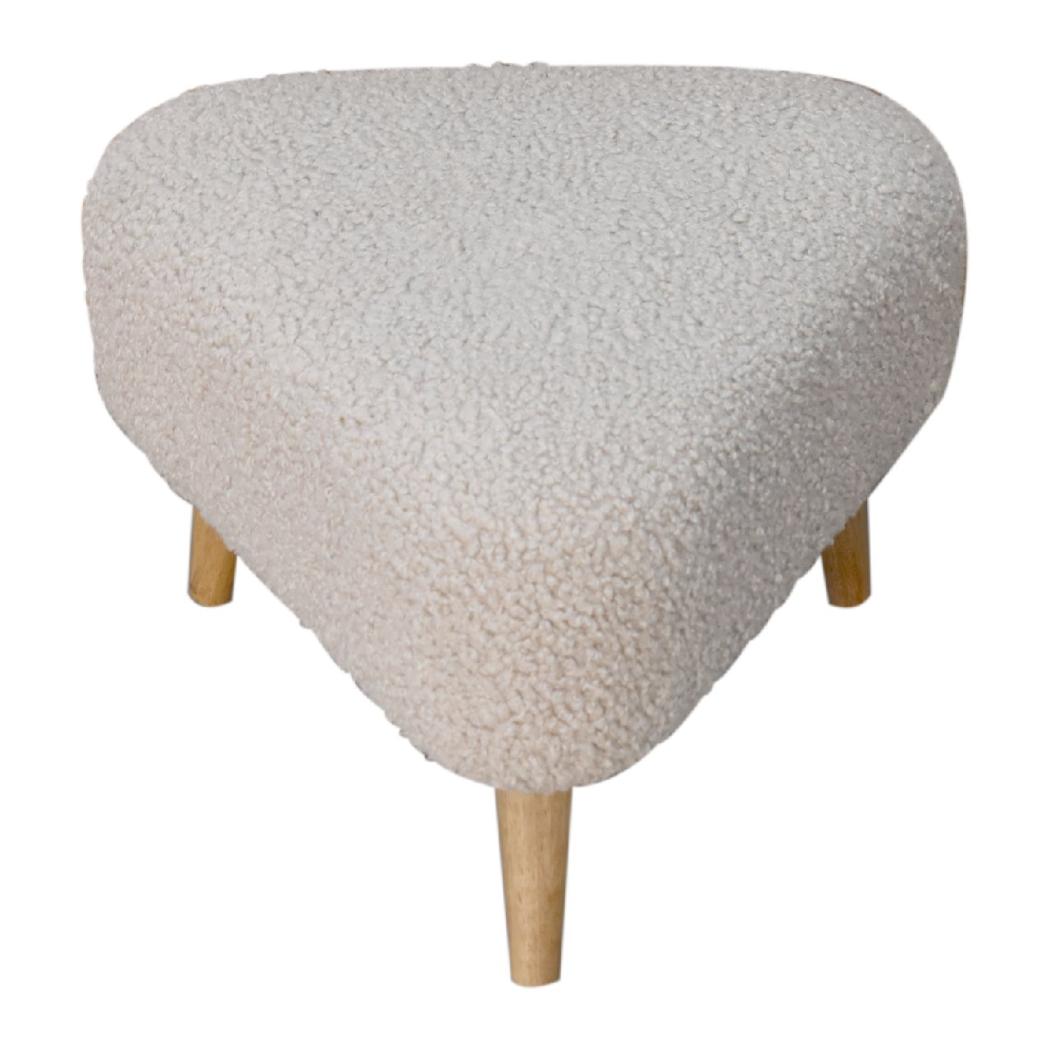 Mud Bouclé Triangle Footstool | Upholstered Accent Stool | Sculptural Shape