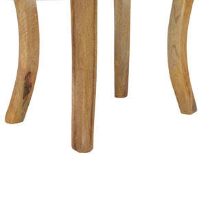 Mud Linen Dressing Stool | French Cabriole Legs | Solid Mango Wood