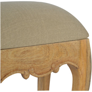 Mud Linen Dressing Stool | French Cabriole Legs | Solid Mango Wood