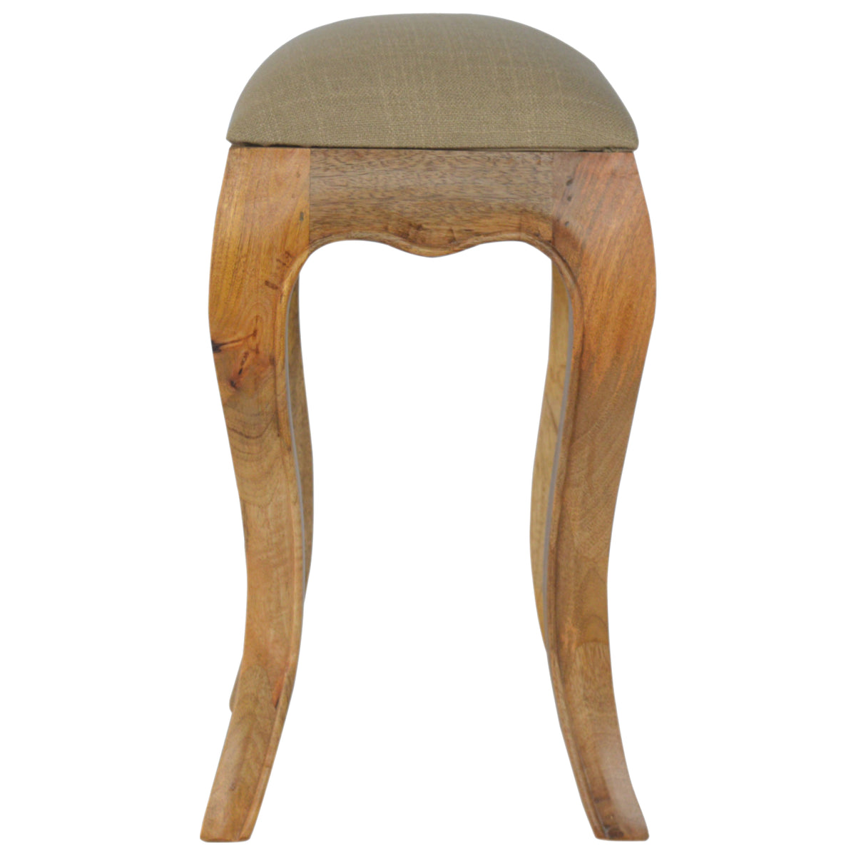 Mud Linen Dressing Stool | French Cabriole Legs | Solid Mango Wood