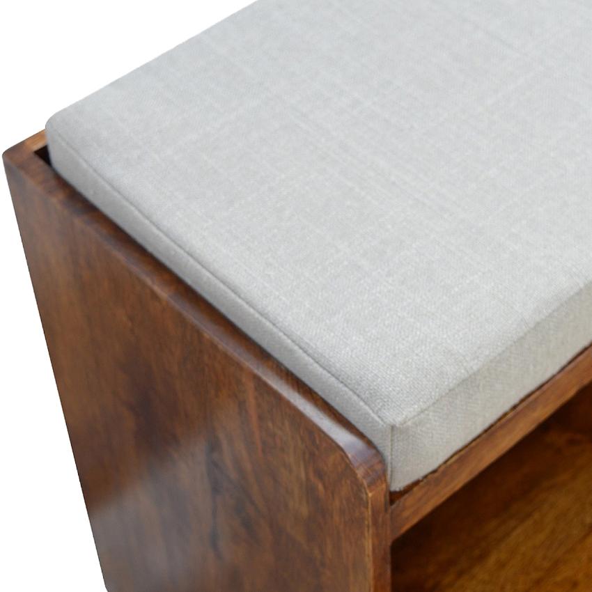 Mud Linen Shoe Storage Bench | 2 Pull-Out Compartments | Mango Wood
