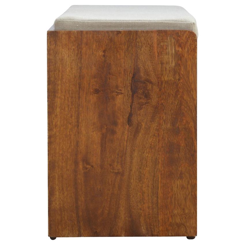 Mud Linen Shoe Storage Bench | 2 Pull-Out Compartments | Mango Wood