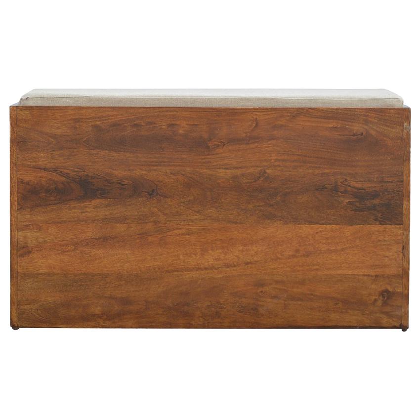 Mud Linen Shoe Storage Bench | 2 Pull-Out Compartments | Mango Wood