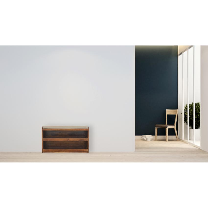 Mud Linen Shoe Storage Bench | 2 Pull-Out Compartments | Mango Wood