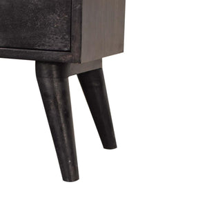 Multi-Drawer Ash Black Bedside Table | Solid Mango Wood | 4 Drawers | Nordic Style