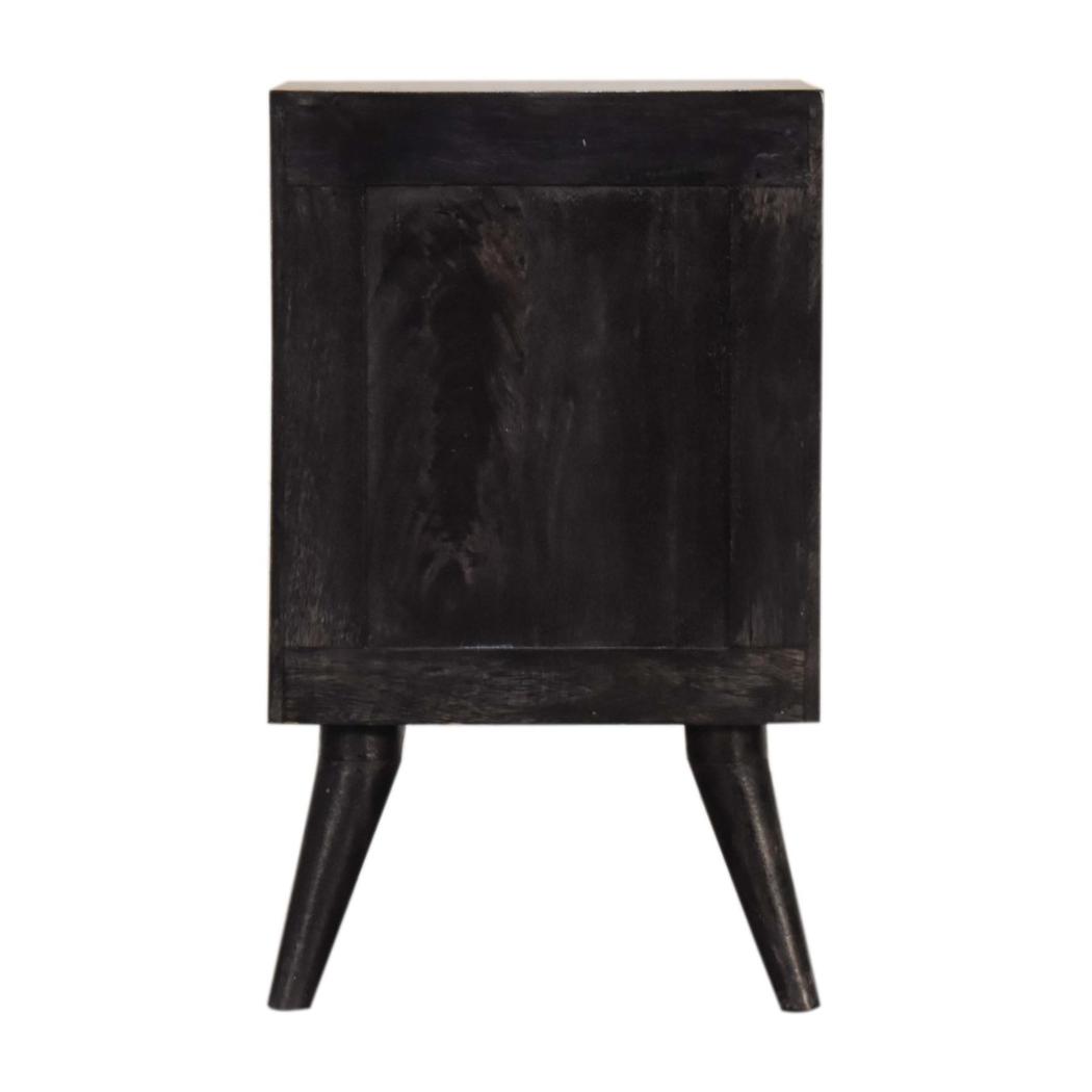 Multi-Drawer Ash Black Bedside Table | Solid Mango Wood | 4 Drawers | Nordic Style