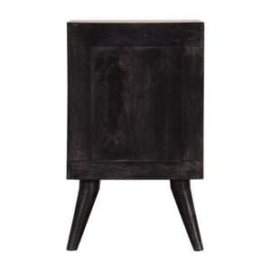 Multi-Drawer Ash Black Bedside Table | Solid Mango Wood | 4 Drawers | Nordic Style