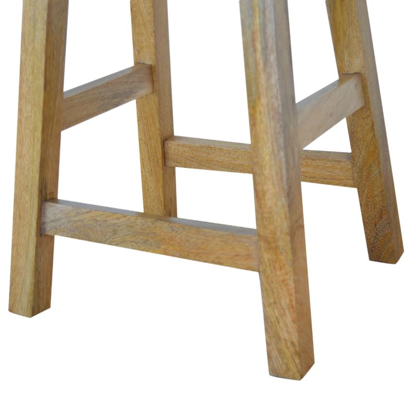 Multi Tweed Bar Stool | Solid Mango Wood | Oak Finish | Upholstered Kitchen Stool
