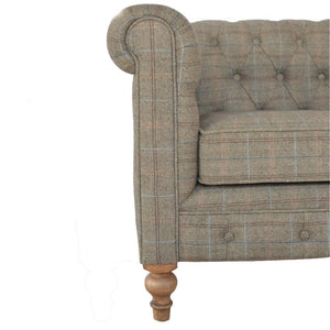 Multi Tweed Chesterfield Sofa | 2 Seater | Solid Mango Wood