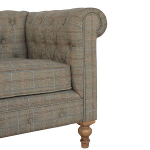 Multi Tweed Chesterfield Sofa | 2 Seater | Solid Mango Wood