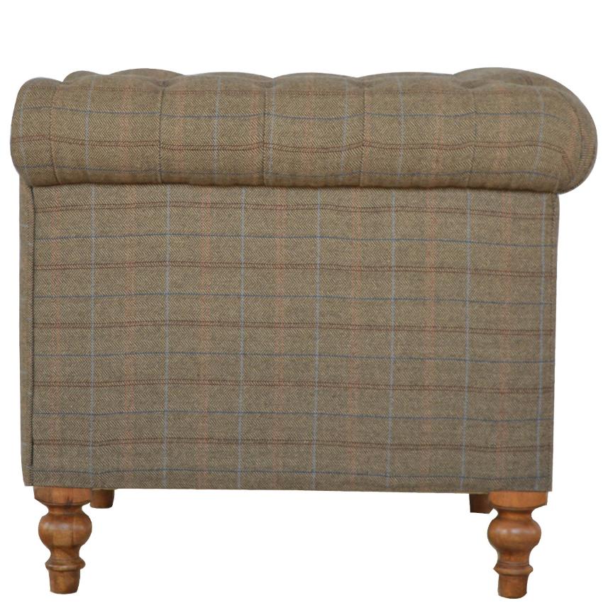 Multi Tweed Chesterfield Sofa | 2 Seater | Solid Mango Wood