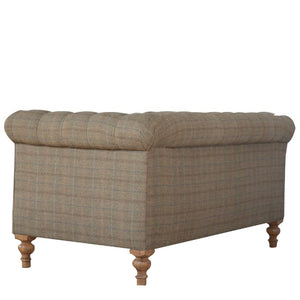 Multi Tweed Chesterfield Sofa | 2 Seater | Solid Mango Wood