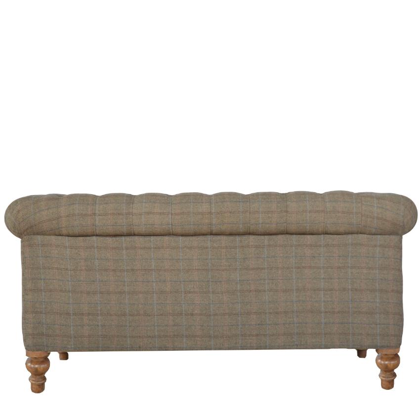 Multi Tweed Chesterfield Sofa | 2 Seater | Solid Mango Wood