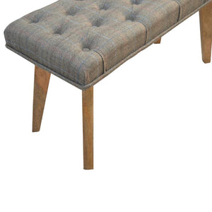 Multi Tweed Hallway Bench | Deep Button Seat | Mango Wood Legs