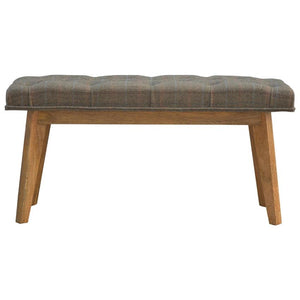 Multi Tweed Hallway Bench | Deep Button Seat | Mango Wood Legs