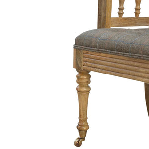 Multi Tweed Hallway Bench | Deep Button Seat | Solid Mango Wood