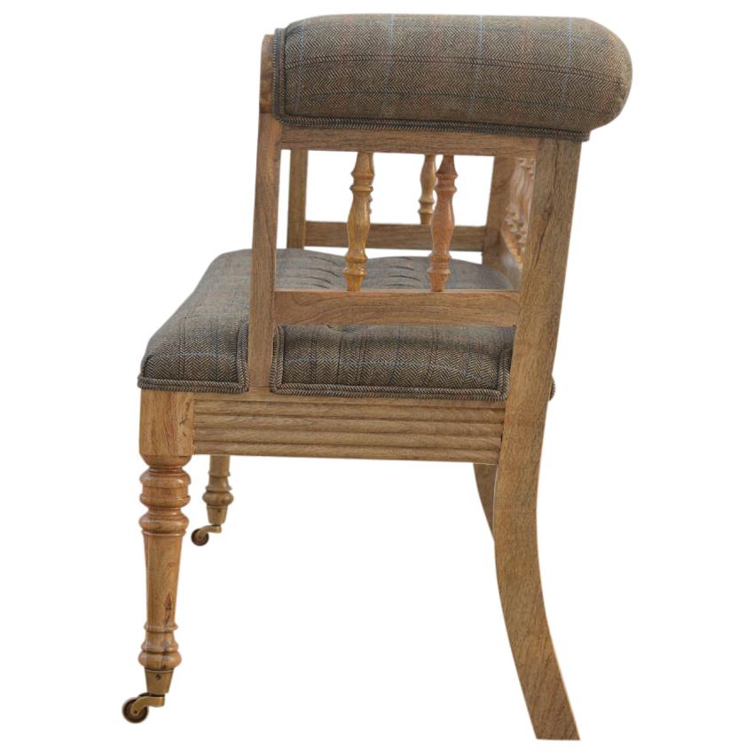 Multi Tweed Hallway Bench | Deep Button Seat | Solid Mango Wood