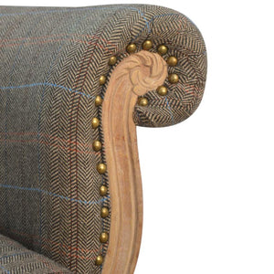 Multi Tweed Occasional Chair | Studded Accent Chair | Solid Mango Wood