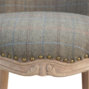 Multi Tweed Occasional Chair | Studded Accent Chair | Solid Mango Wood