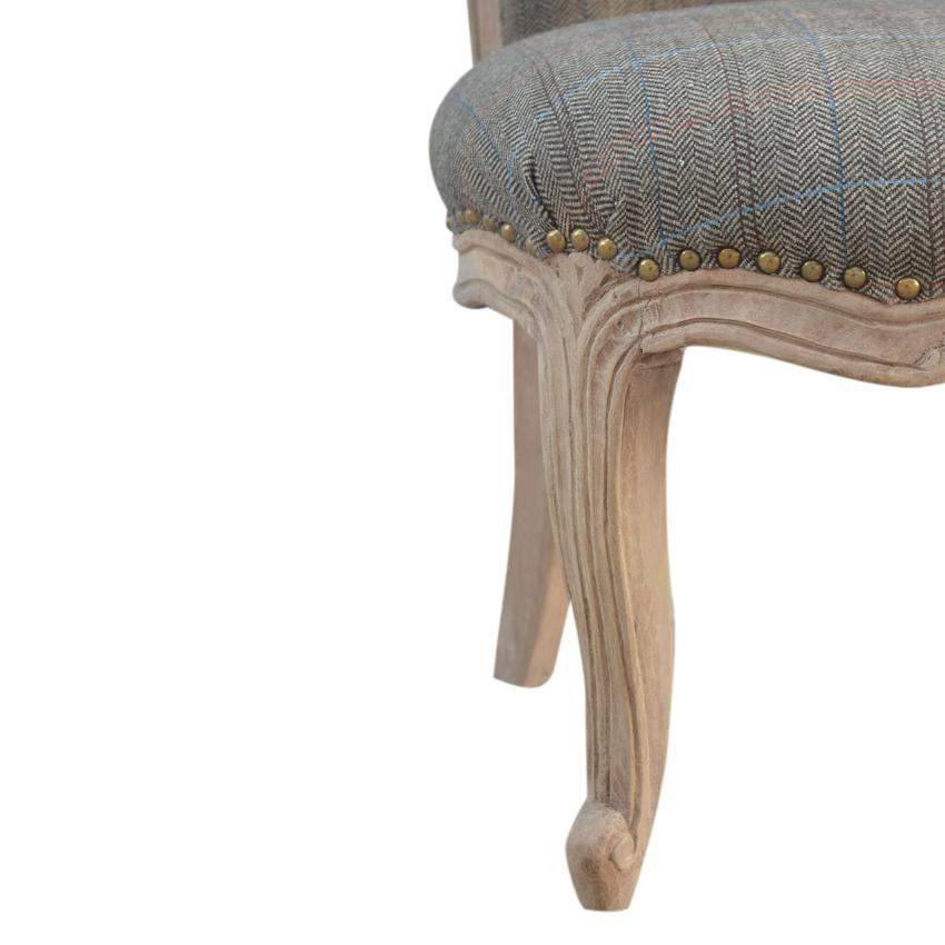 Multi Tweed Occasional Chair | Studded Accent Chair | Solid Mango Wood