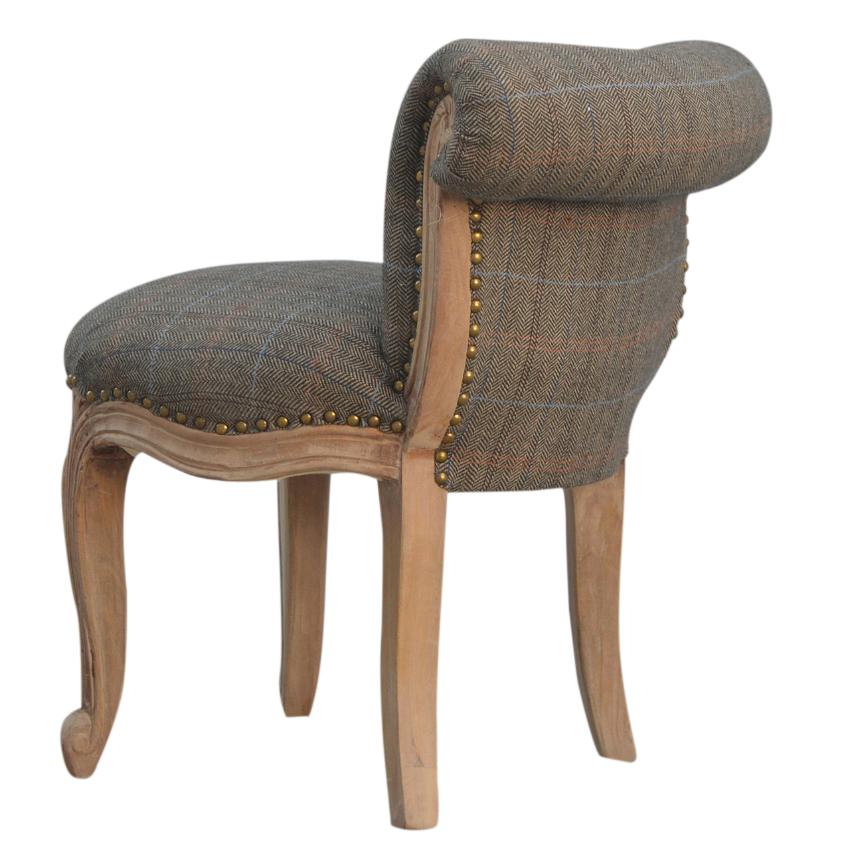 Multi Tweed Occasional Chair | Studded Accent Chair | Solid Mango Wood