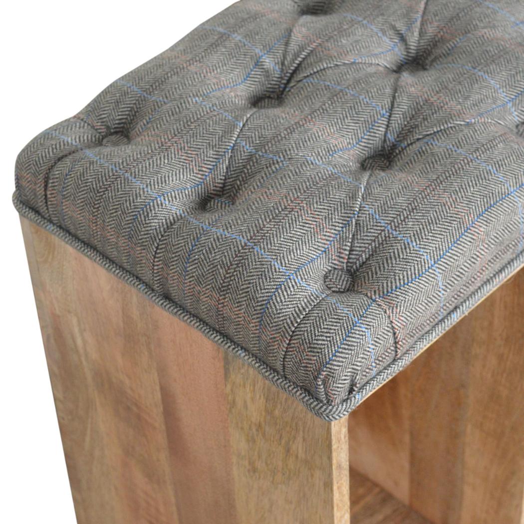 Multi Tweed Shoe Storage Bench | Open Shelving | Upholstered Entryway Seat