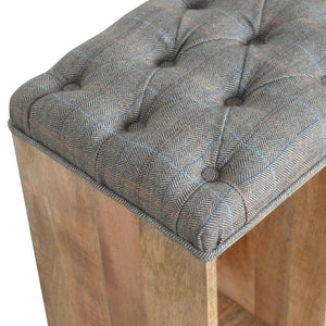Multi Tweed Shoe Storage Bench | Open Shelving | Upholstered Entryway Seat