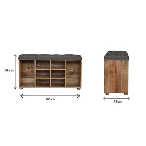 Multi Tweed Shoe Storage Bench | Open Shelving | Upholstered Entryway Seat