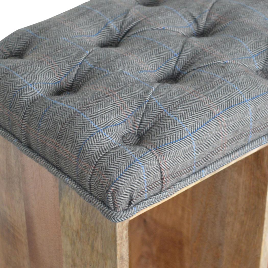 Multi Tweed Shoe Storage Bench | Open Shelving | Upholstered Entryway Seat