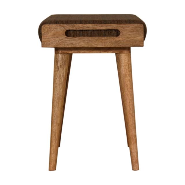 Multi Tweed Tray Footstool | Solid Mango Wood | Upholstered Seat | Nordic Style