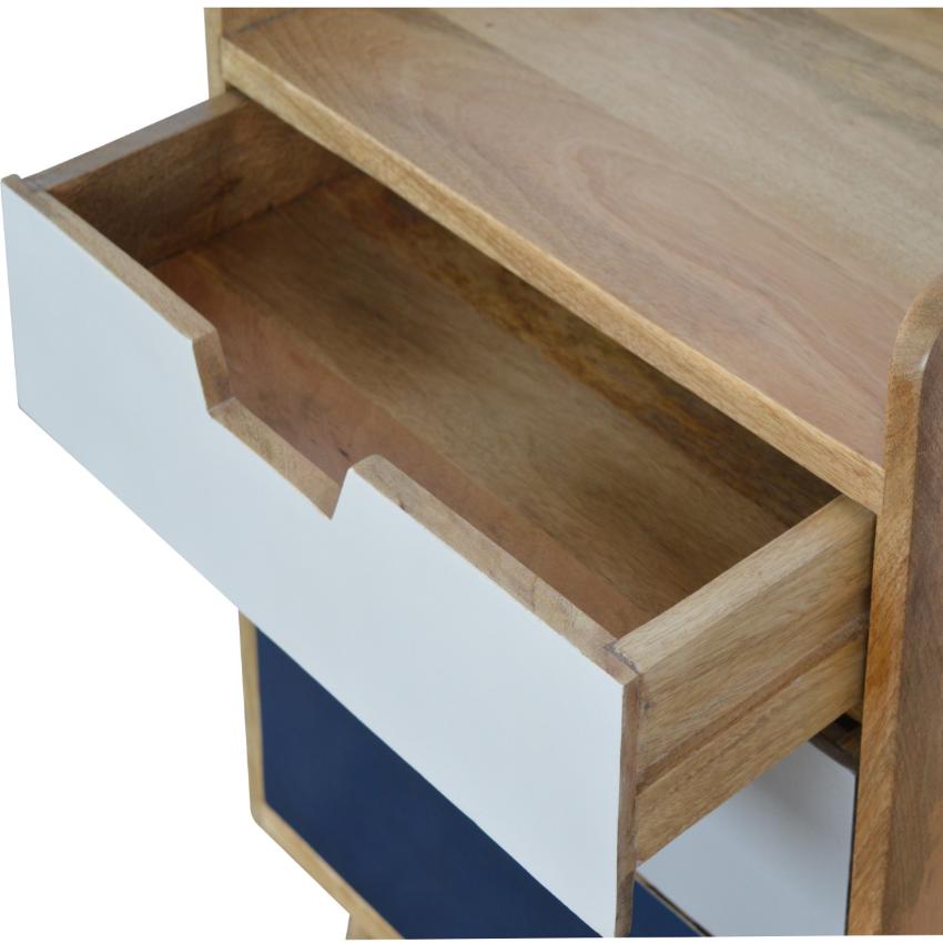 Navy Gradient Mango Wood Bedside Table | 3 Drawers | Nordic Legs